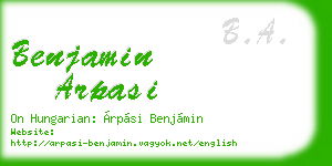 benjamin arpasi business card