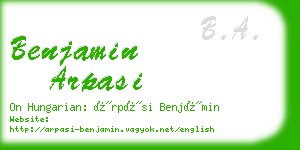 benjamin arpasi business card